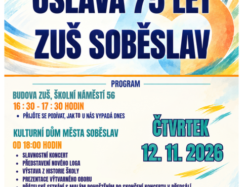 ZUŠ Soběslav75! SLAVNOSTNÍ KONCERT U PŘÍLEŽITOSTI VÝROČÍ ZALOŽENÍ ŠKOLY